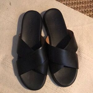 Madewell The Louisa Crisscross Slide Sandals In Black Cushion Insole Size 9 Cozy